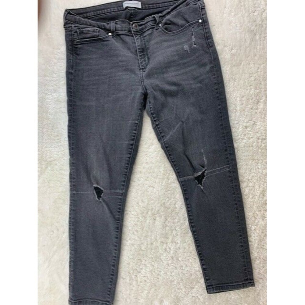 Banana Republic Size 32 Women Jeans Skinny Ankle Stretch Mid Rise Black Distress